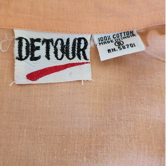 Vintage Detour Peach Short Sleeve Button Down Shirt with Chest Pockets Women's S - Picture 6 of 7
